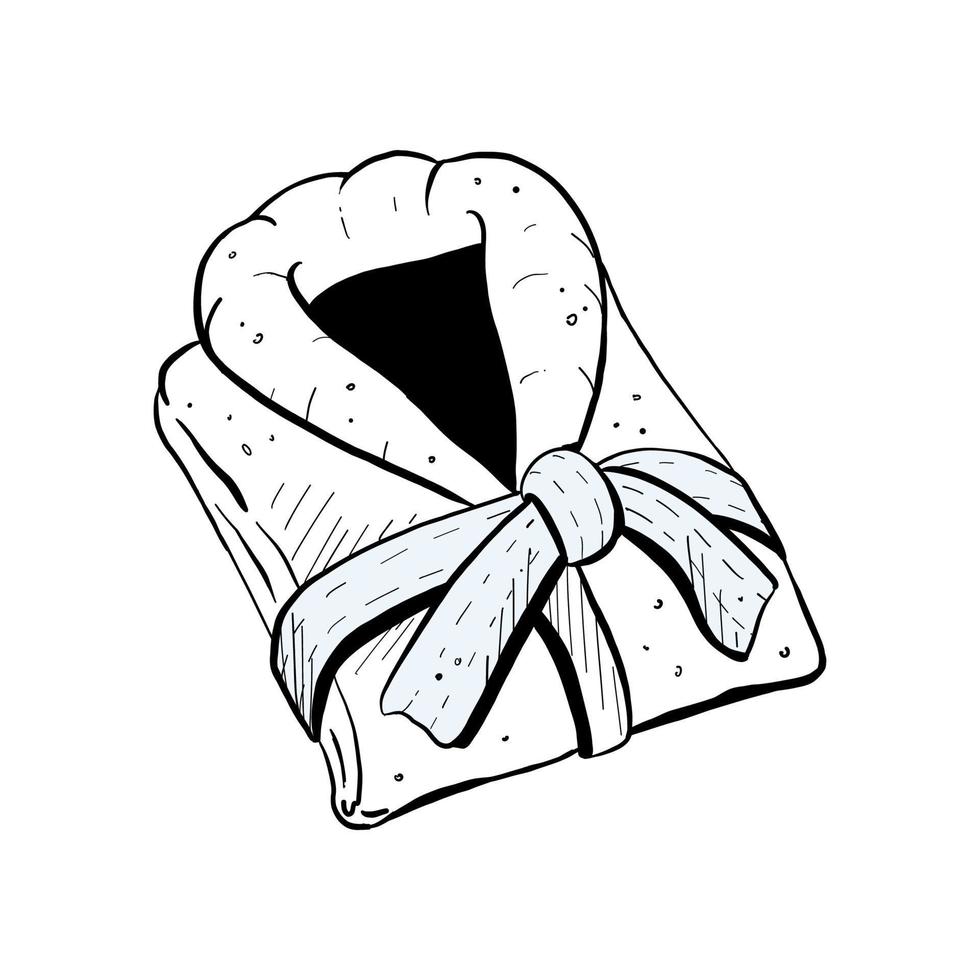 Vector illustration of folded bathrobe on white background