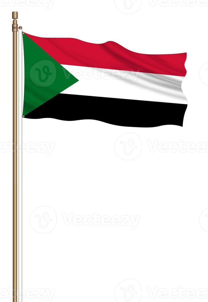 3D Flag of Sudan on a pillar photo