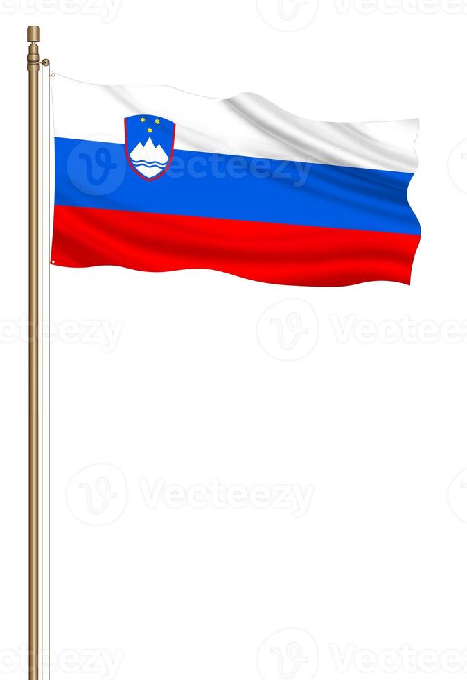 3D Flag of Slovenia on a pillar photo