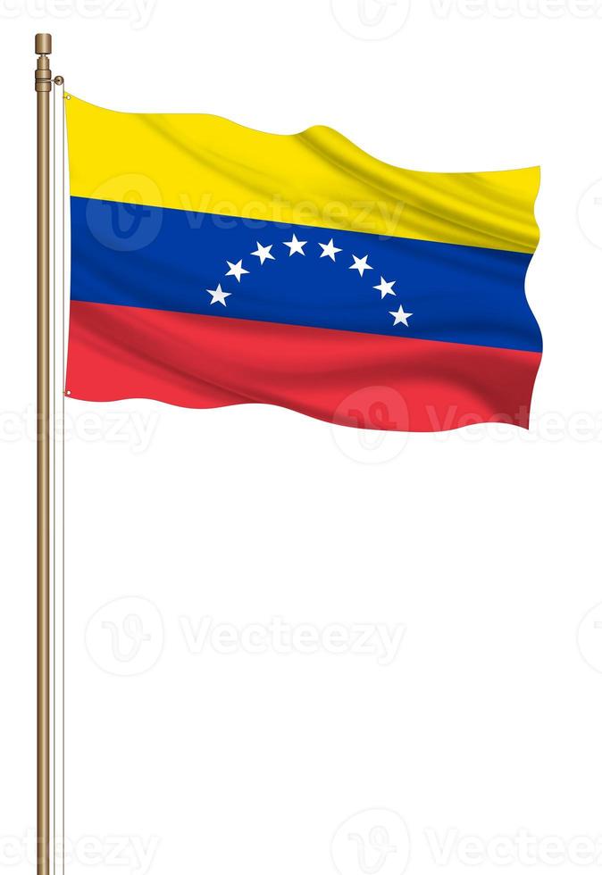 3d bandera de Venezuela en un pilar foto