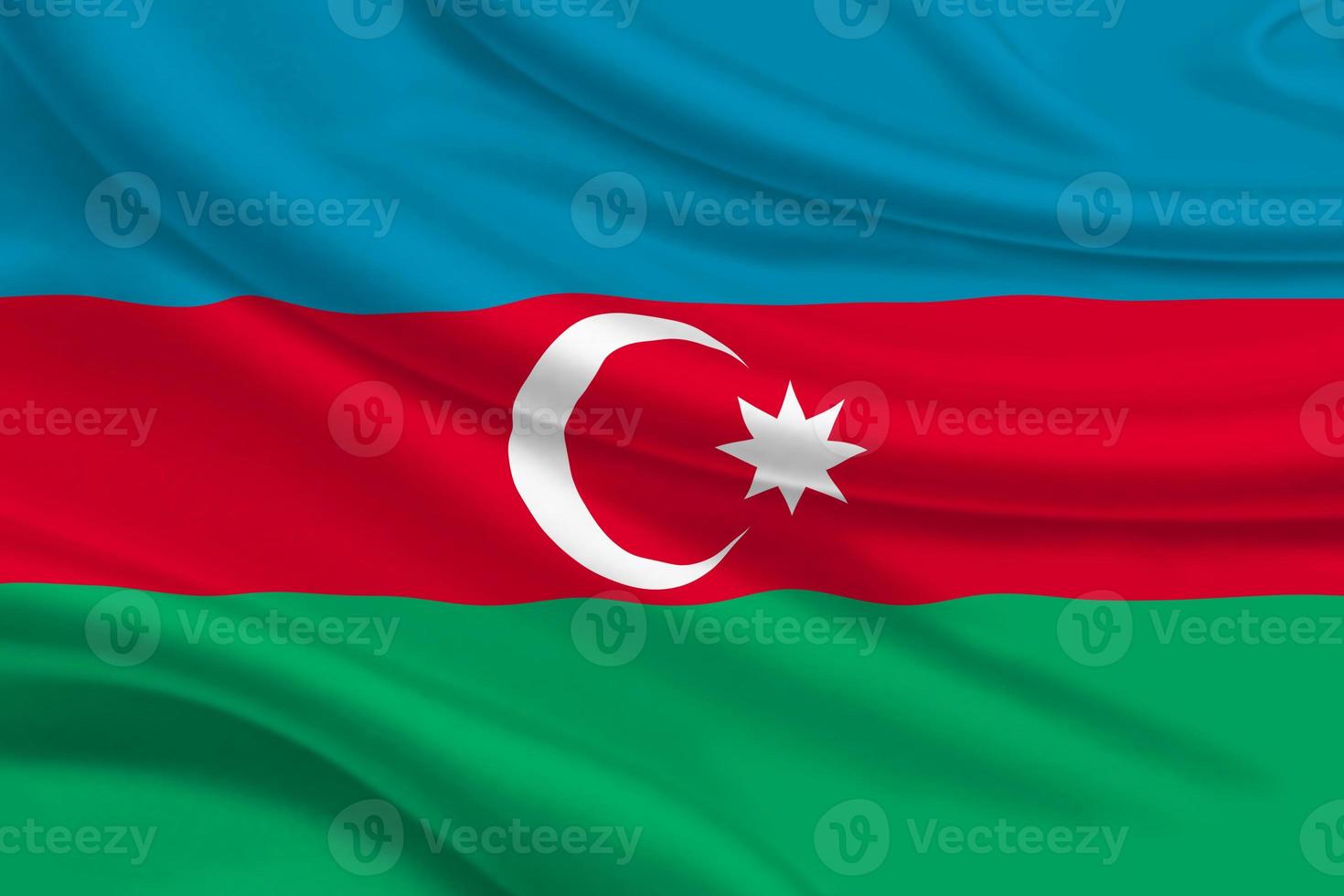 3D Flag of Azerbaijan on fabric photo