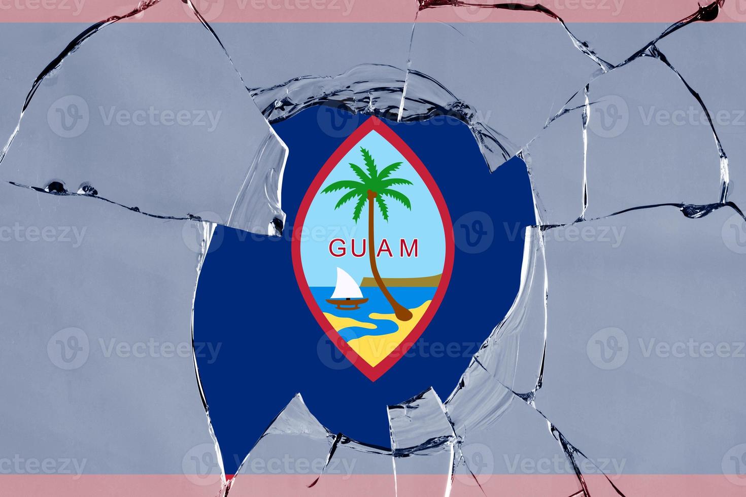 3D Flag of Guam on glass photo