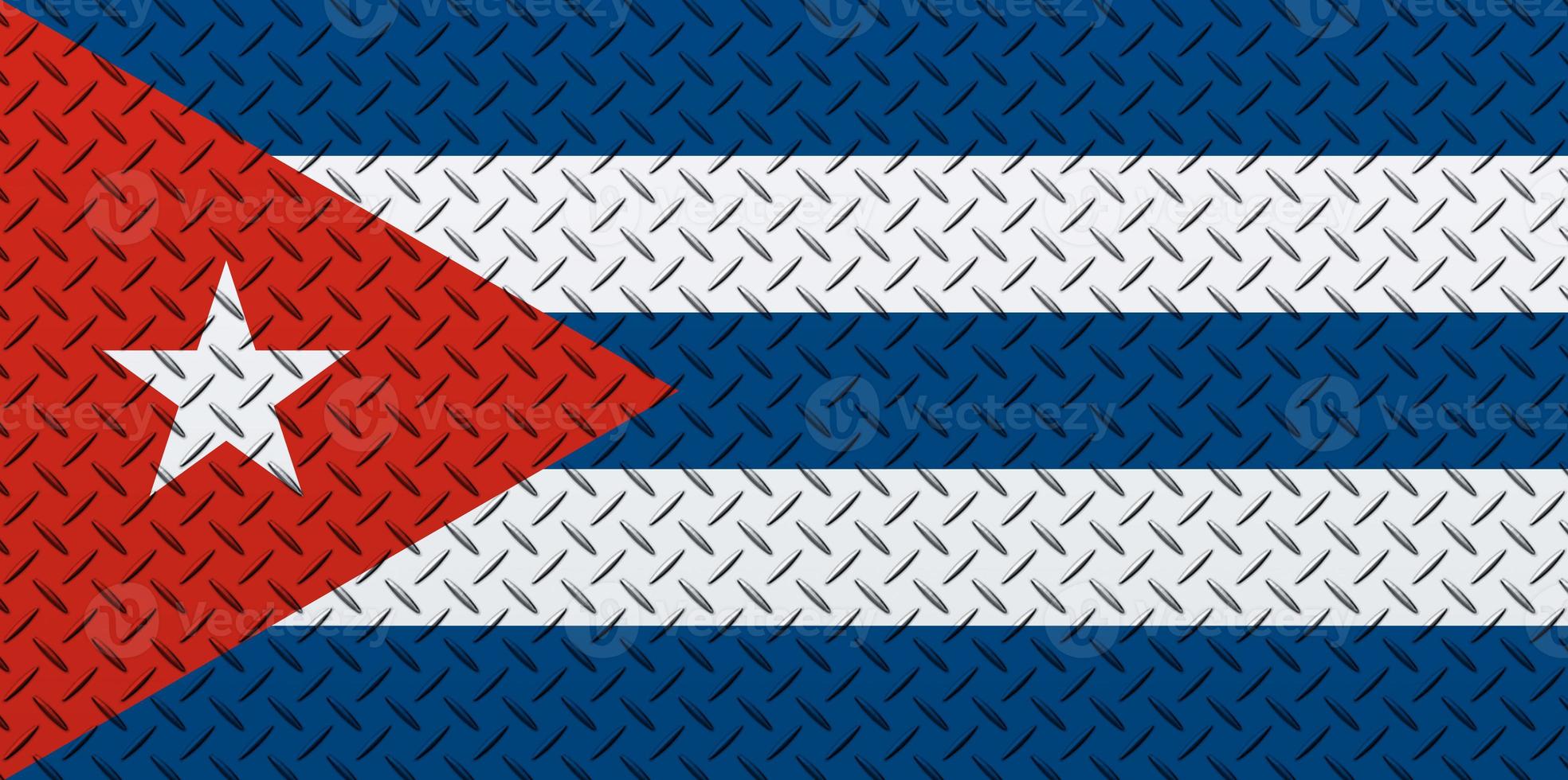3D Flag of Cuba on a metal photo