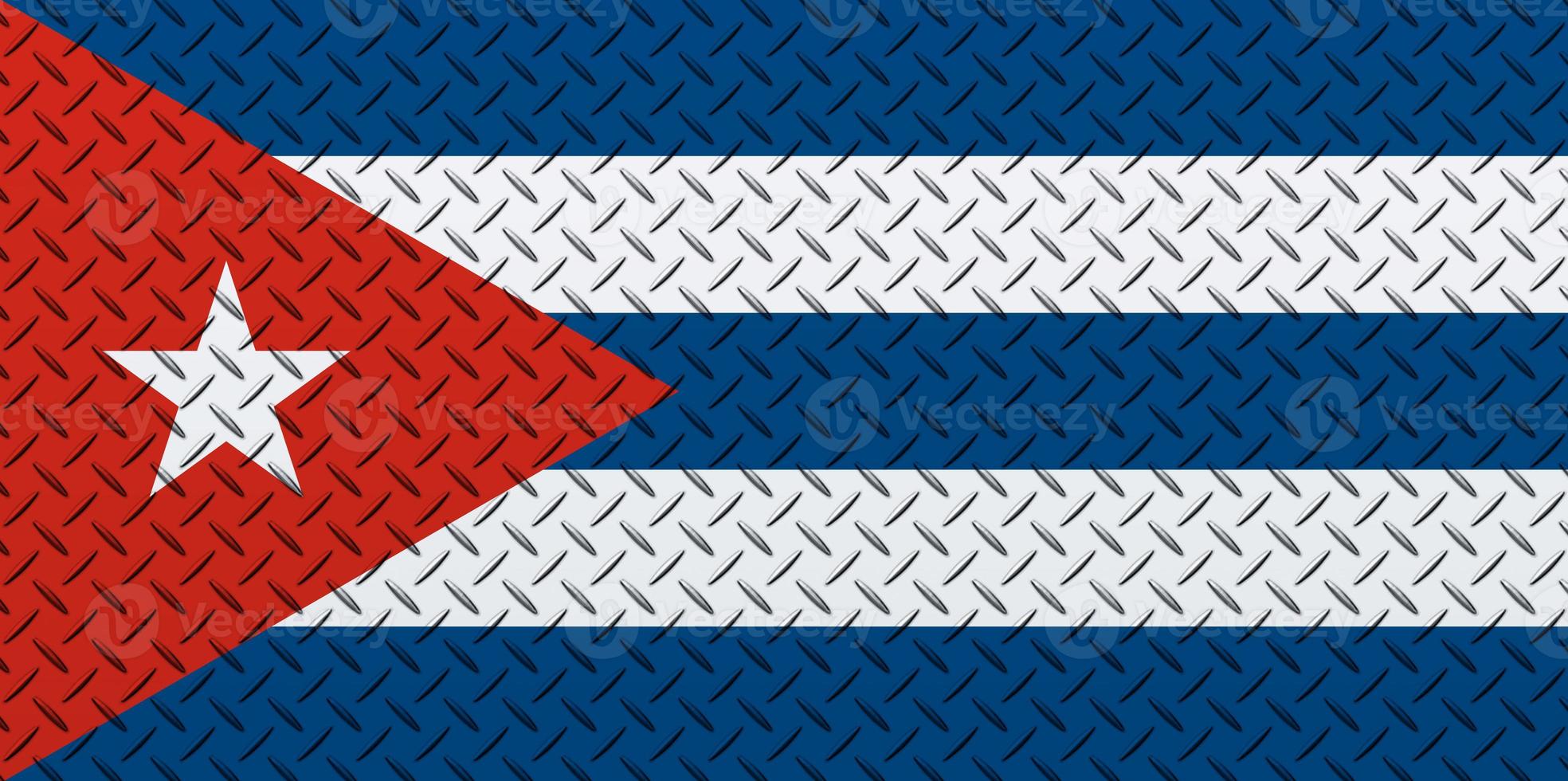 3D Flag of Cuba on a metal photo