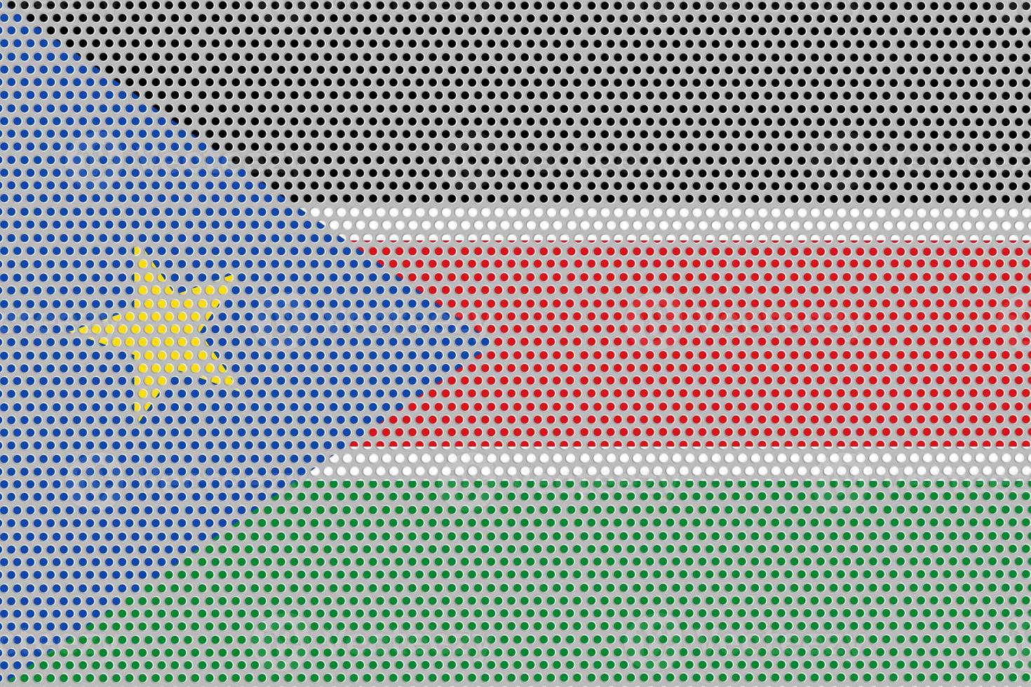 3D Flag of South Sudan on metal photo