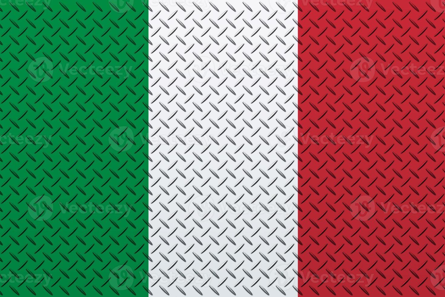 3D Flag of Italy on a metal photo