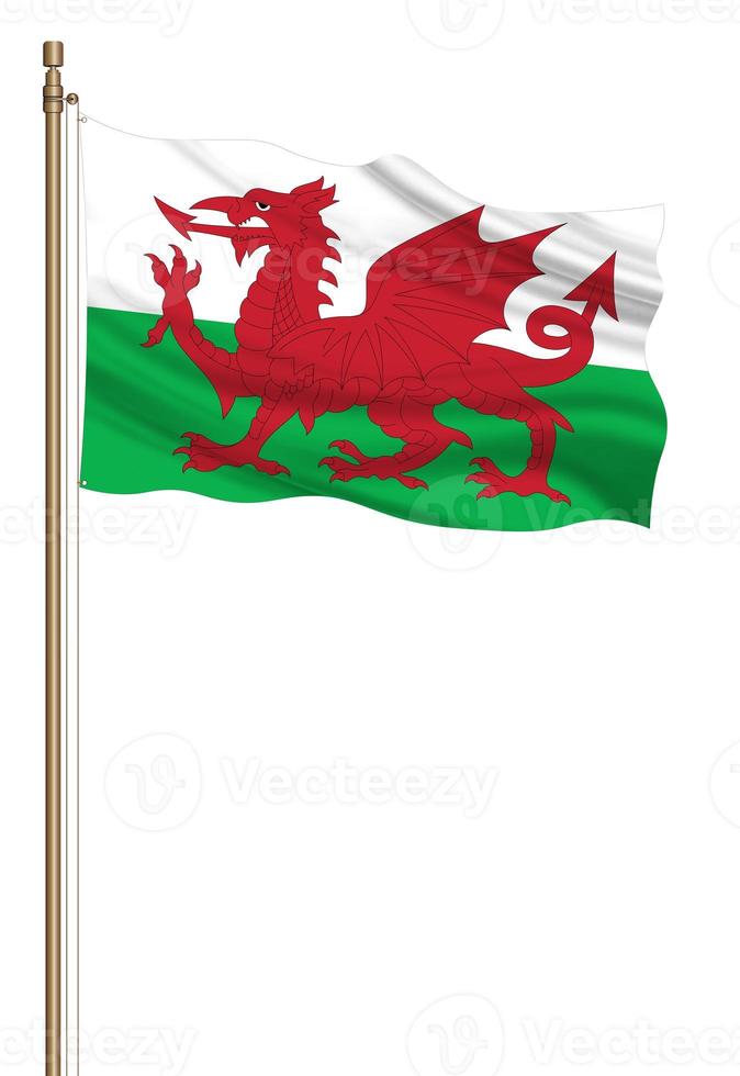 3D Flag of Wales on a pillar photo