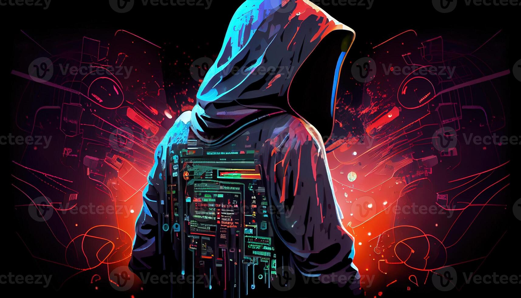 astronaut hacktivist, digital art illustration, photo