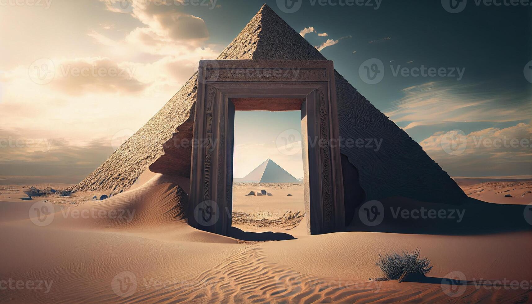 desert portal triangle, digital art illustration, photo