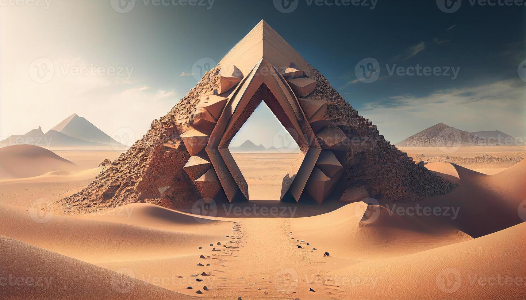 desert portal triangle, digital art illustration, photo