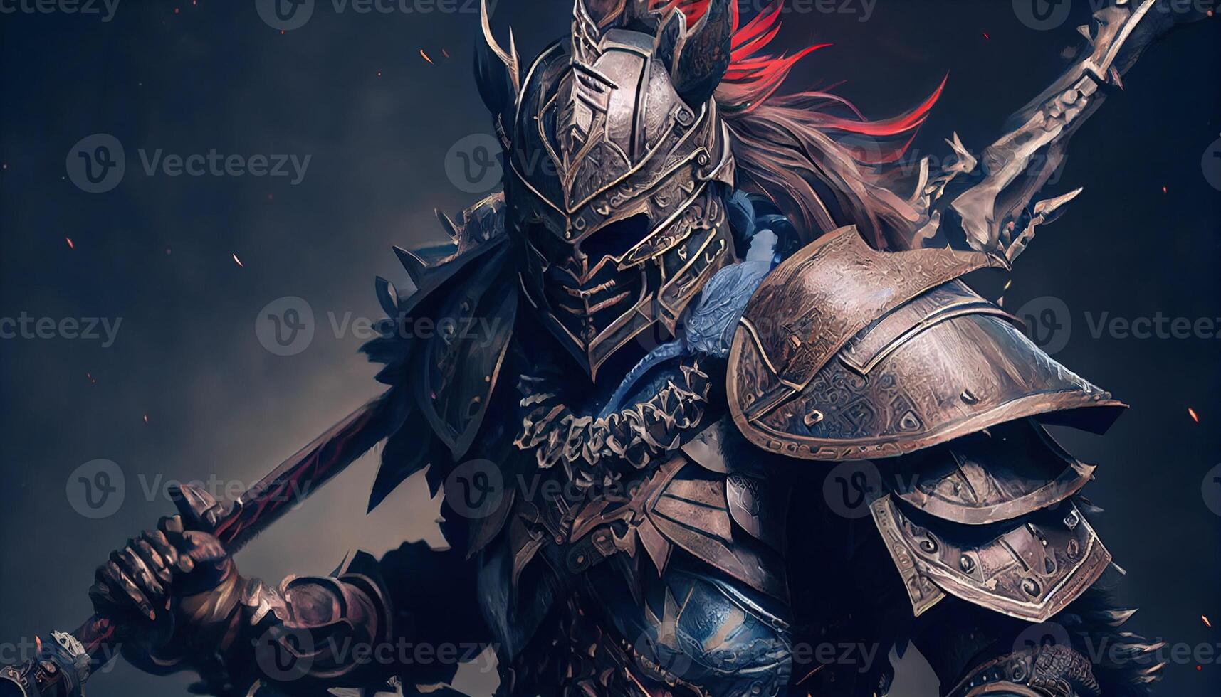 fantasy soldier in battle, digital art illustration, photo