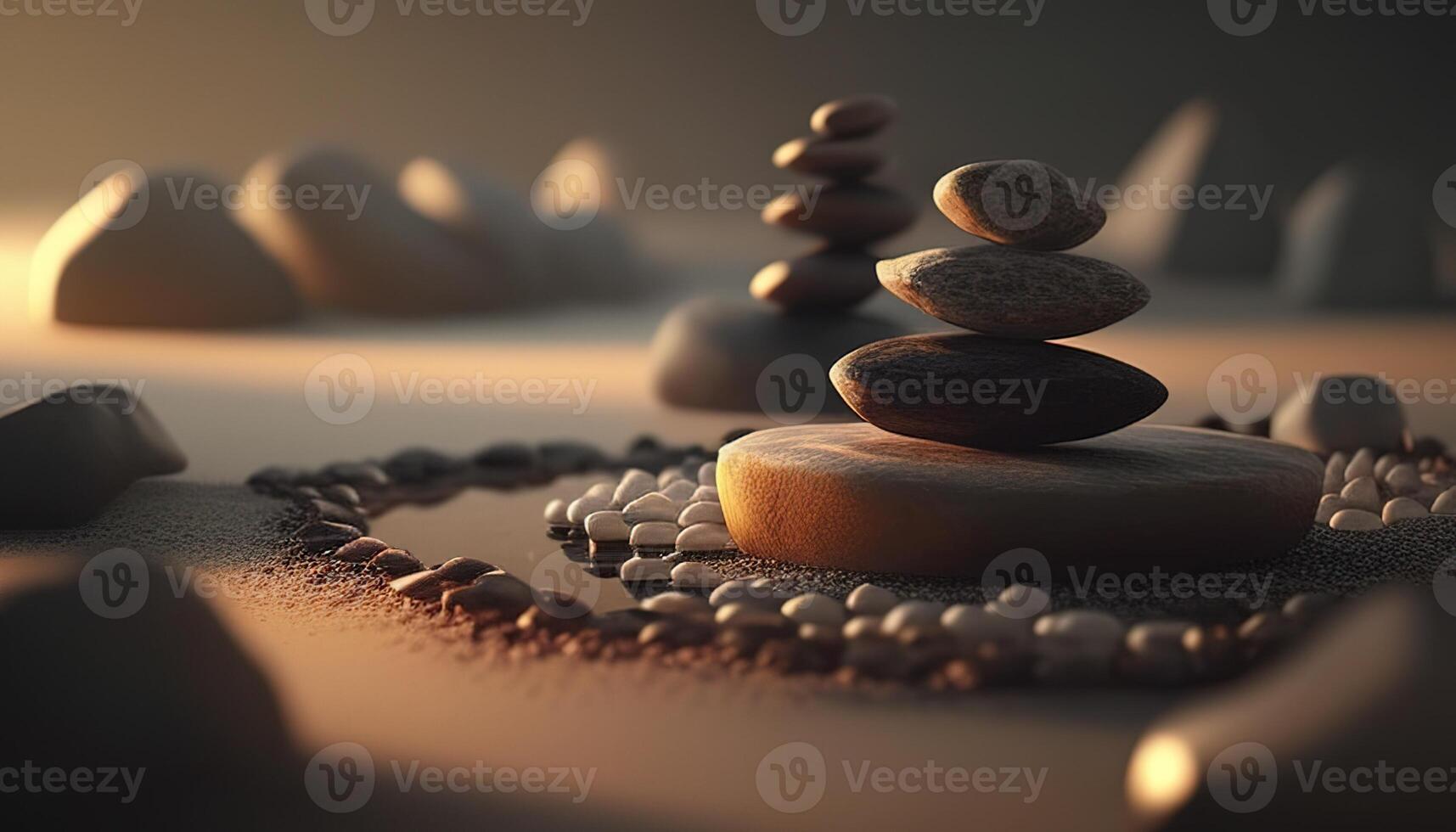 zen stone, digital art illustration, photo