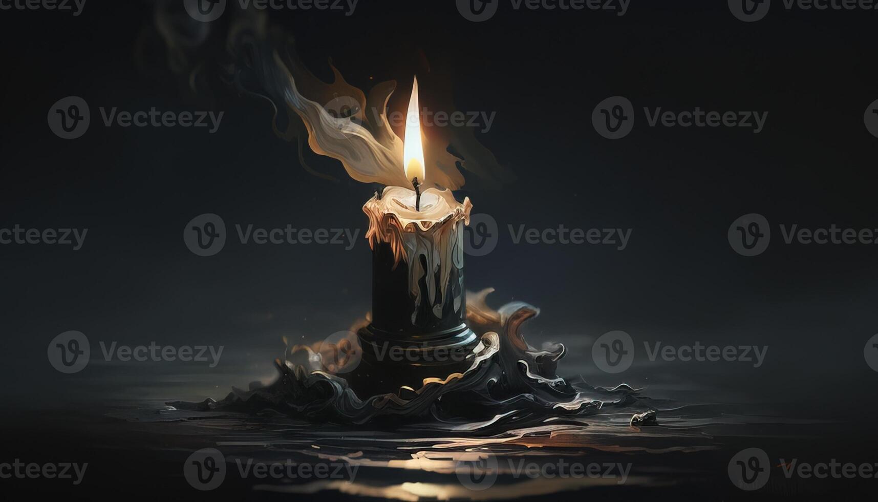 single candle, digital art illustration, photo