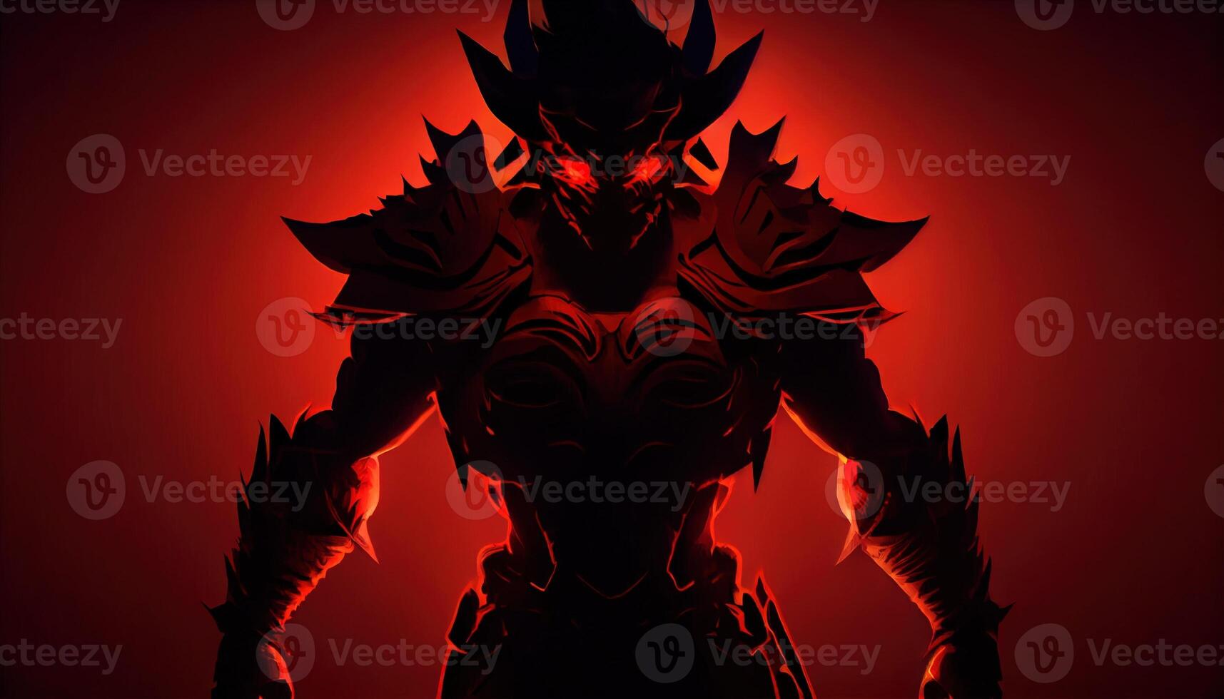 devil warrior in shadow, digital art illustration, photo