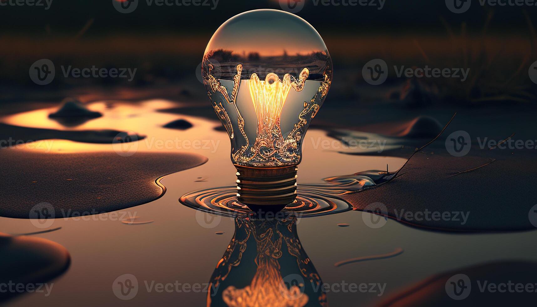 lightbulb melting, digital art illustration, photo
