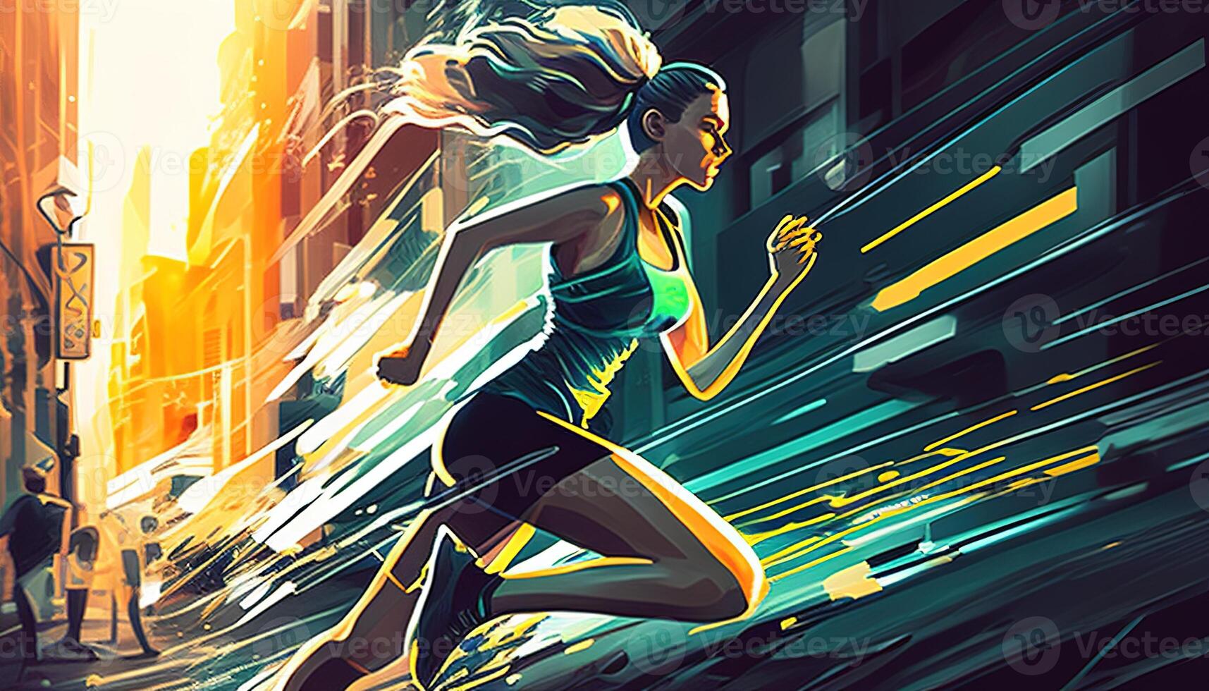 aptitud deporte niña correr, digital Arte ilustración, generativo ai foto