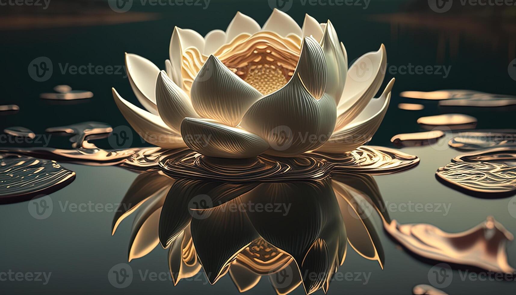 floating lotus flower, digital art illustration, photo