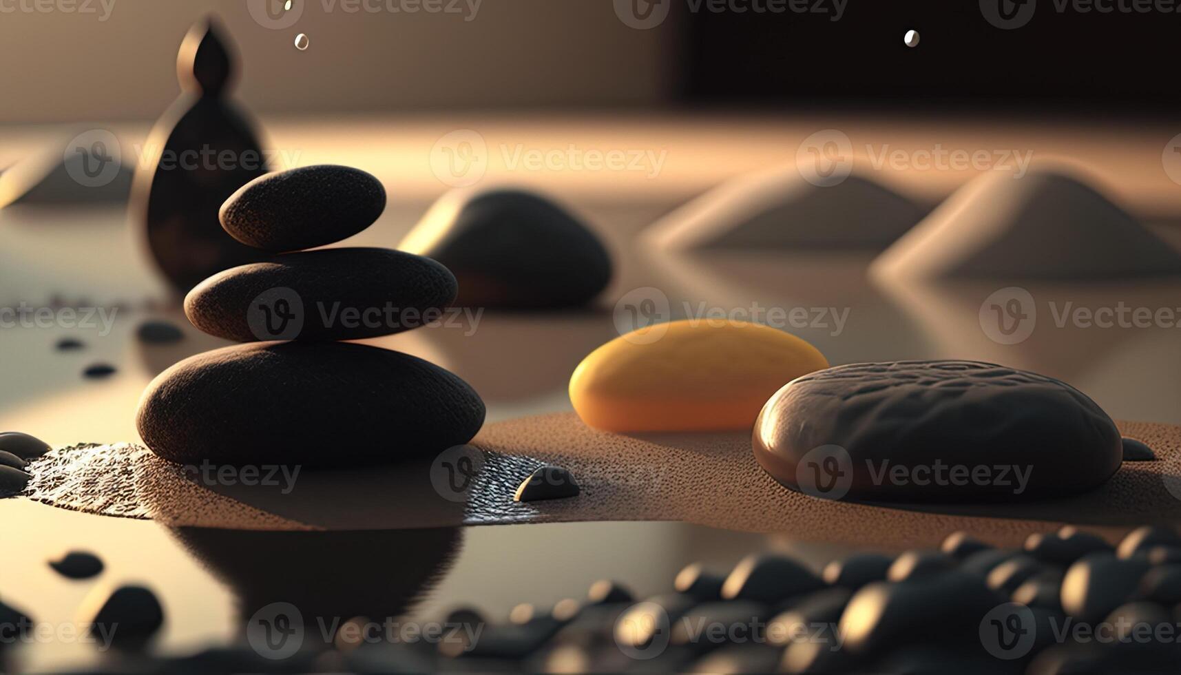 zen stone, digital art illustration, photo