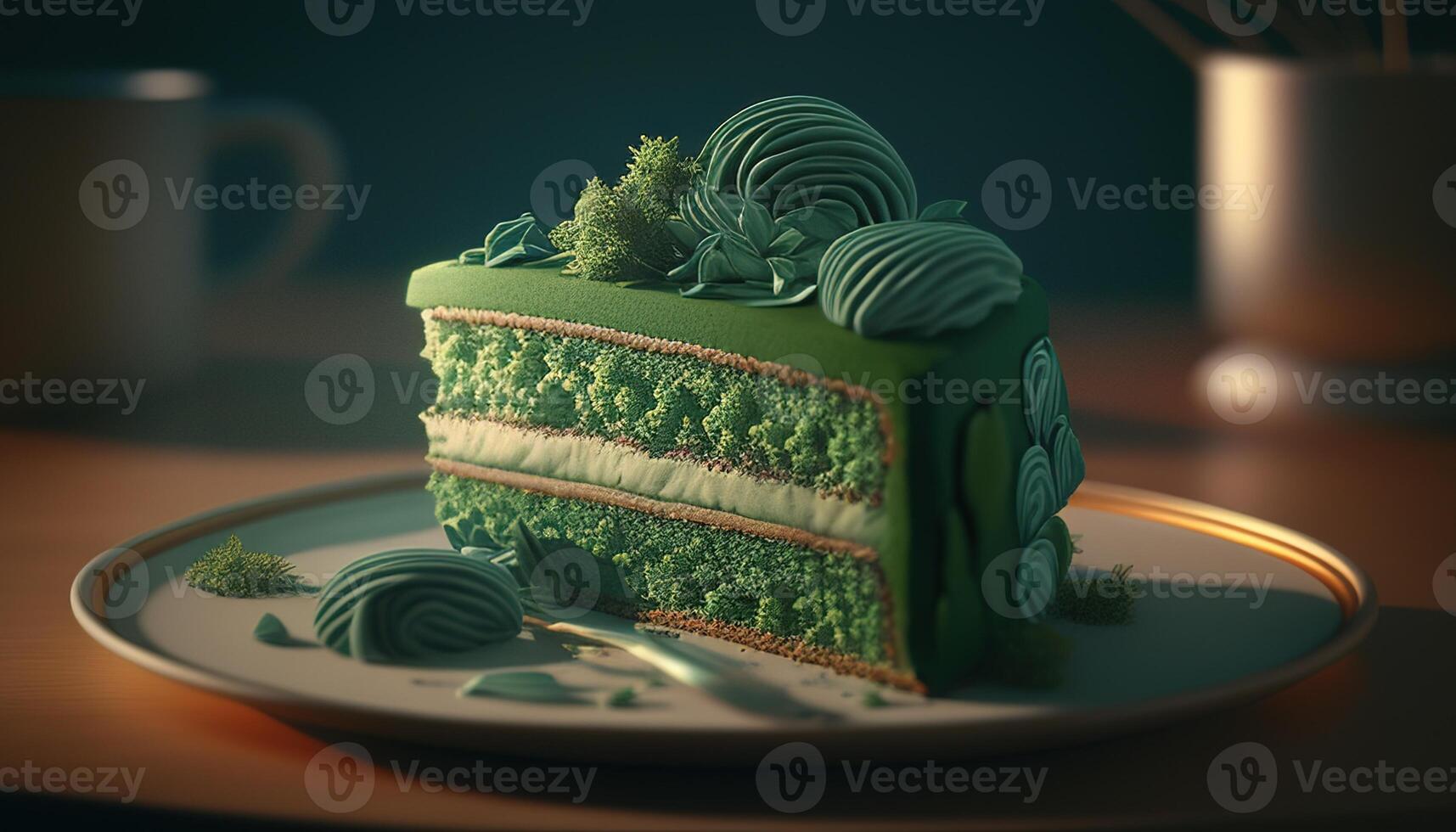 delicious spinach cake, digital art illustration, photo