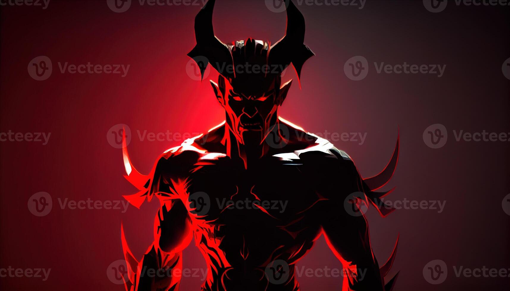 devil warrior in shadow, digital art illustration, photo