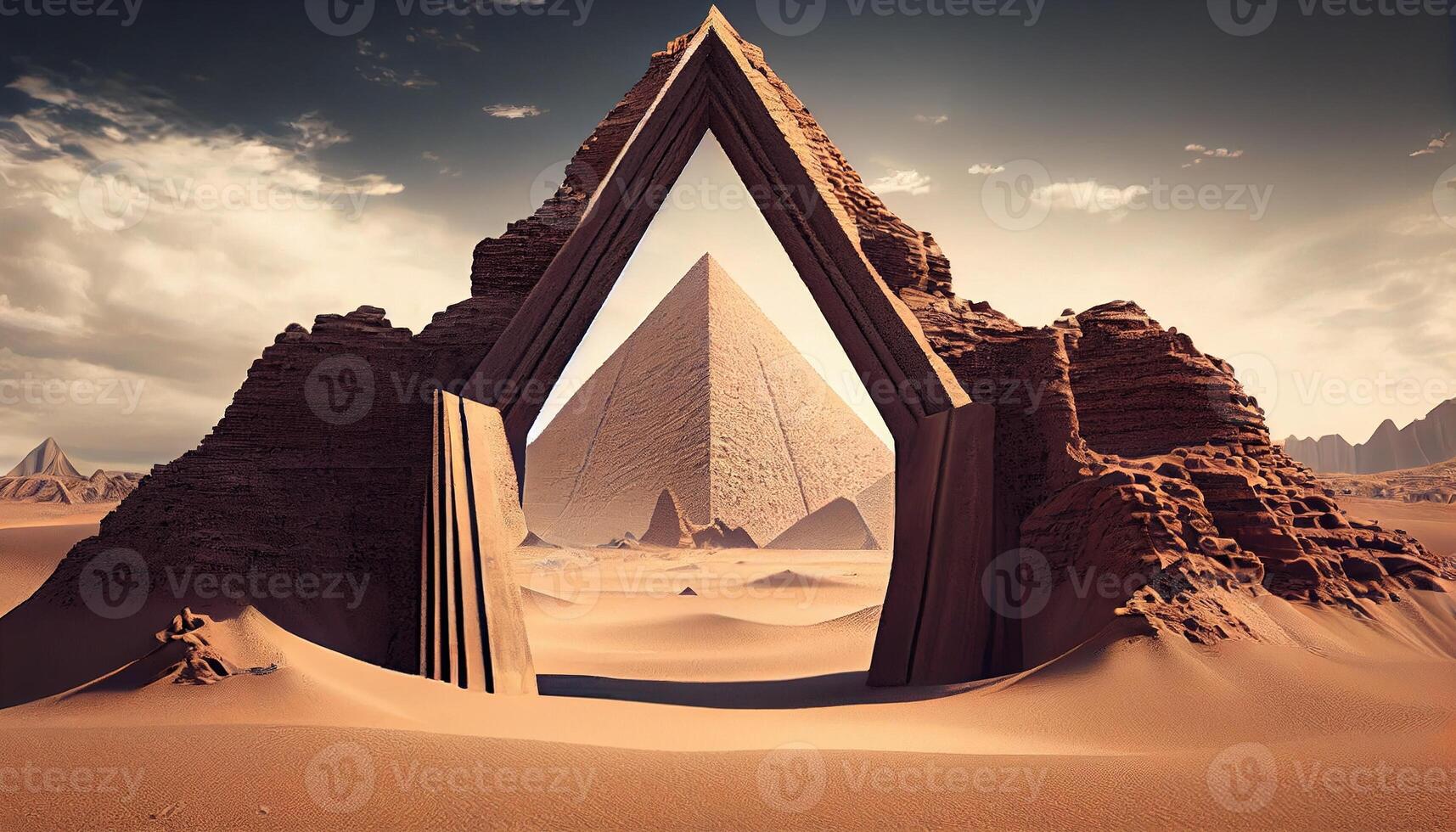 desert portal triangle, digital art illustration, photo