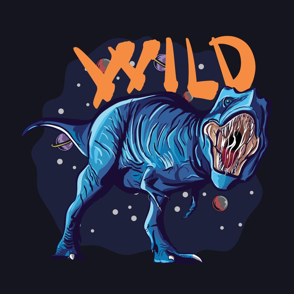 A Striking Illustration of a T-Rex in Shades of Blue vector