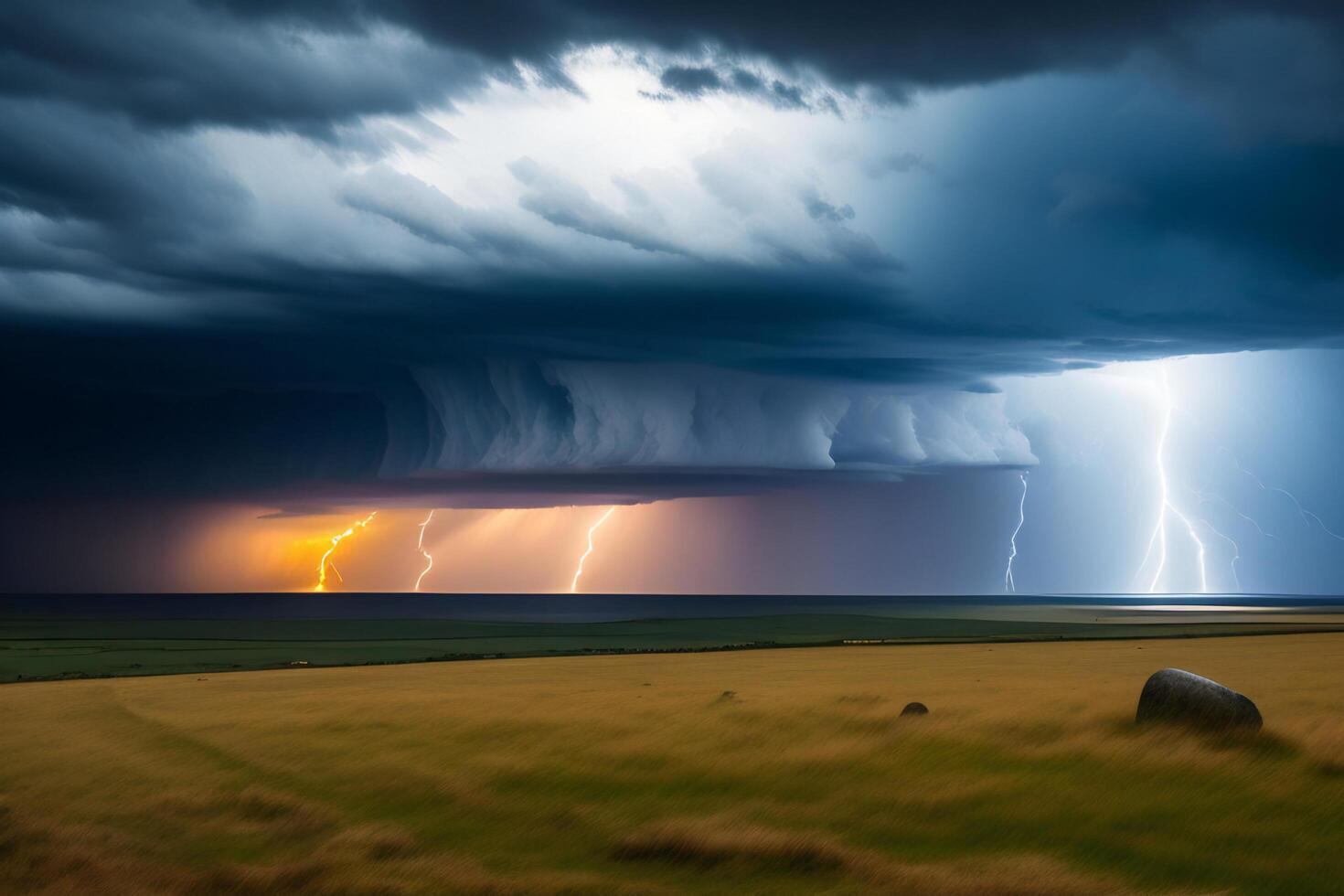 A thunderstorm is coming in the fields of South Africa. The storm is coming. photo