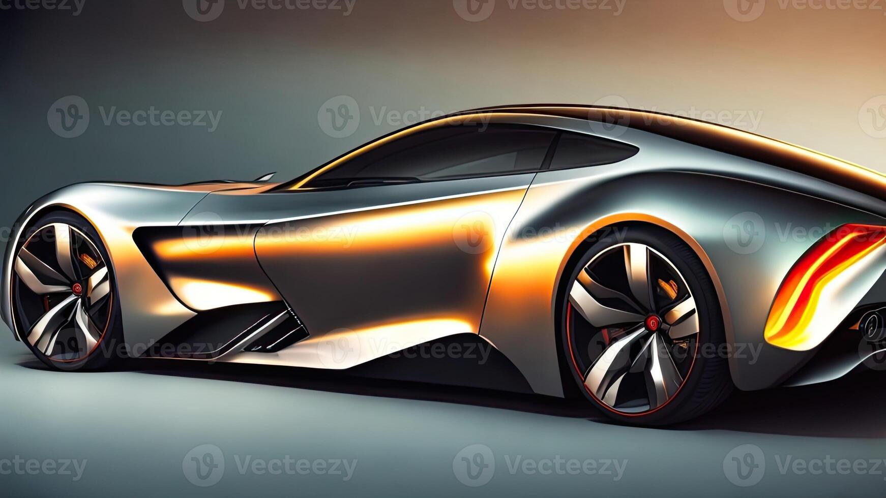 3D rendering of a brand-less generic concept car in studio environment. photo