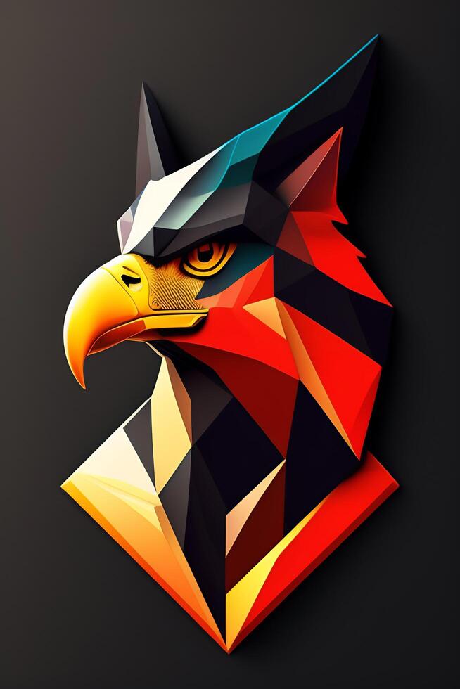 Eagle head low poly style. 3d illustration. Polygonal style. photo