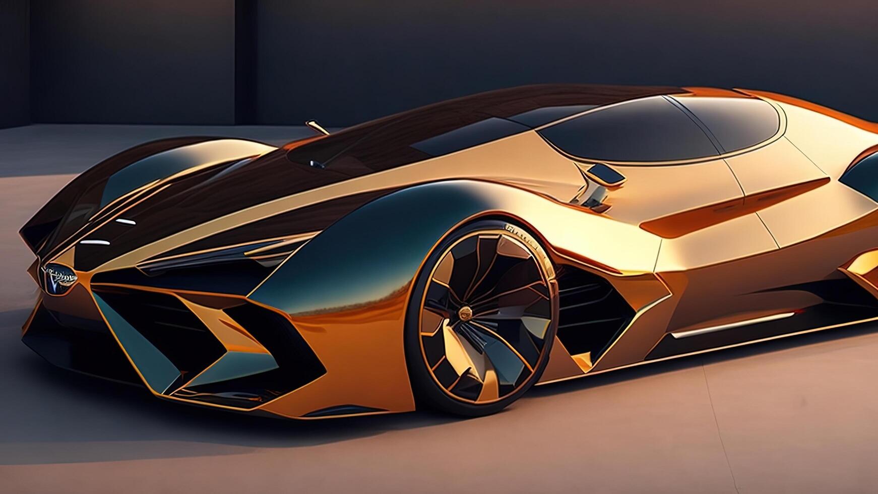 3D rendering of a brand-less generic concept car in studio environment. photo
