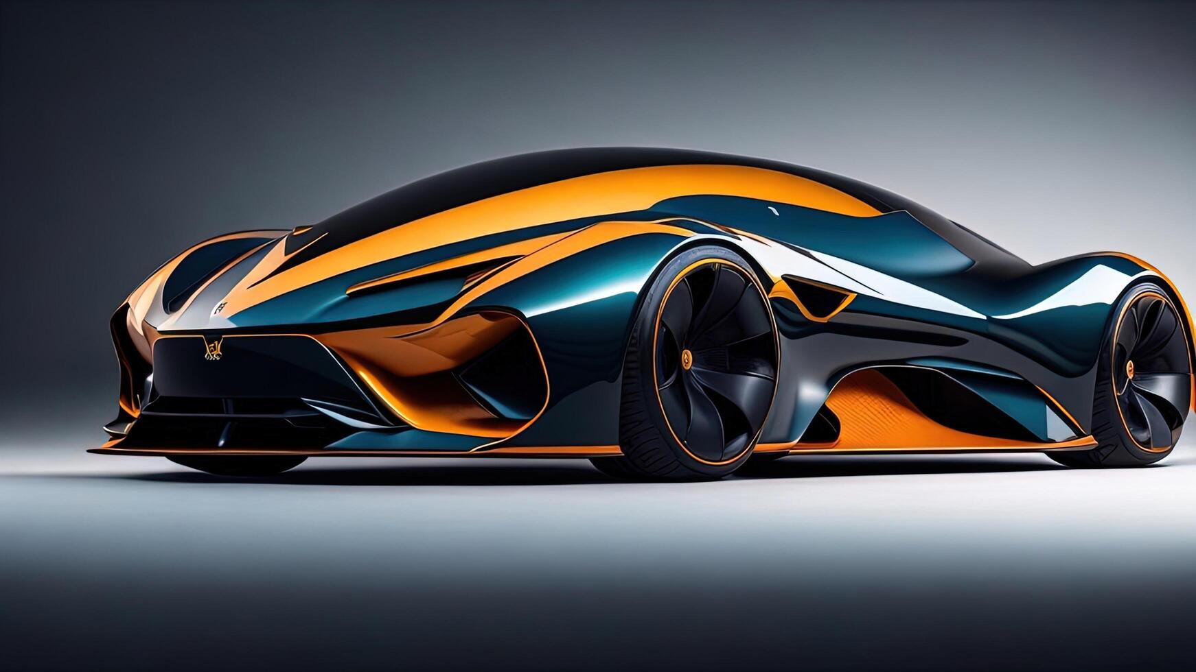 3D rendering of a brand-less generic concept car in studio environment. photo