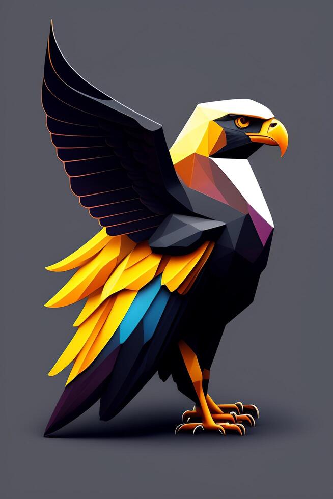 Eagle head low poly style. 3d illustration. Polygonal style. photo