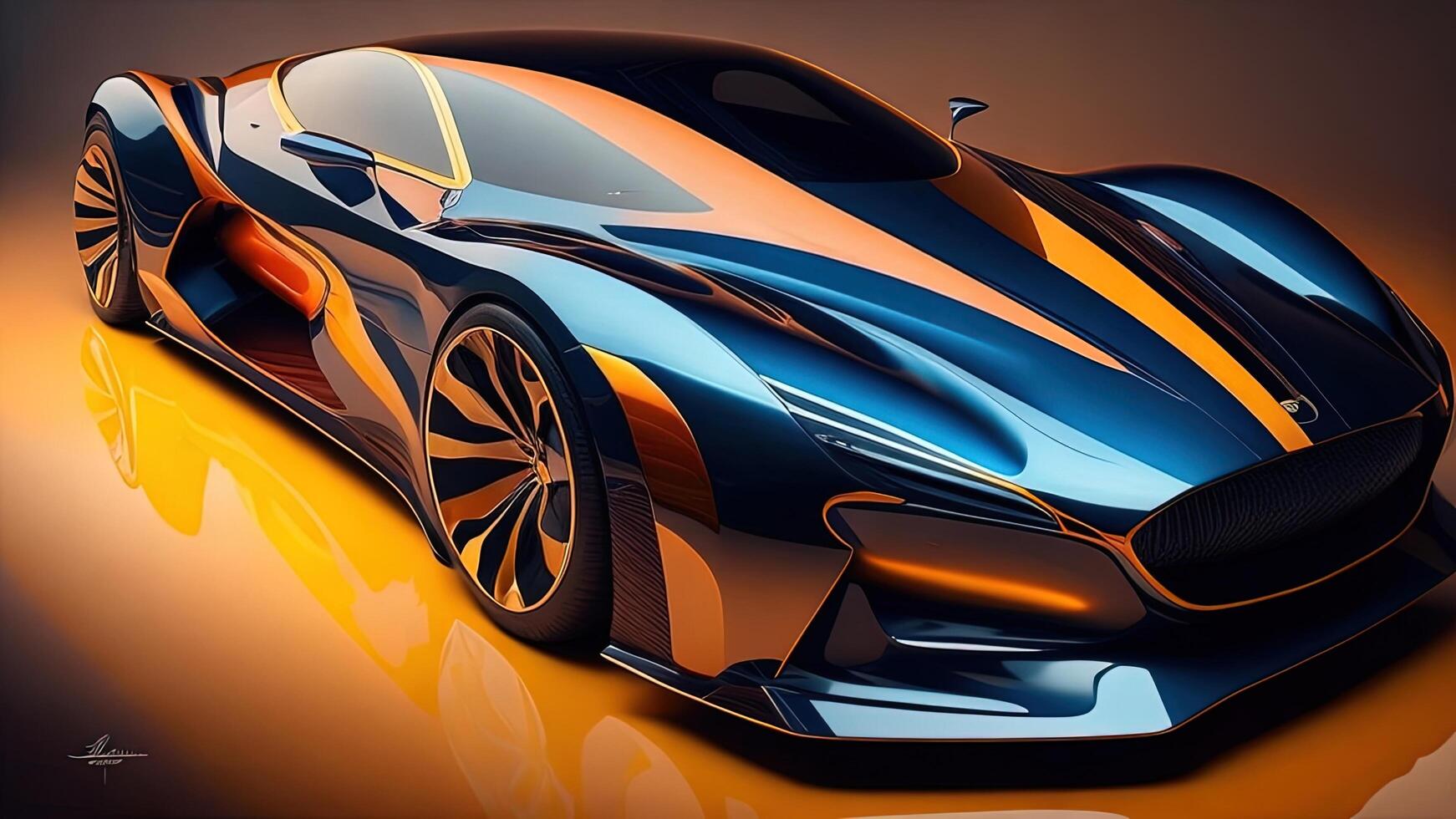3D rendering of a brand-less generic concept car in studio environment. photo