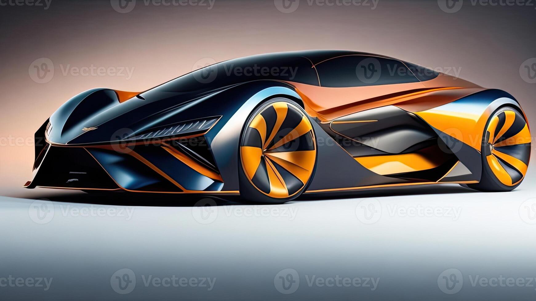 3D rendering of a brand-less generic concept car in studio environment. photo