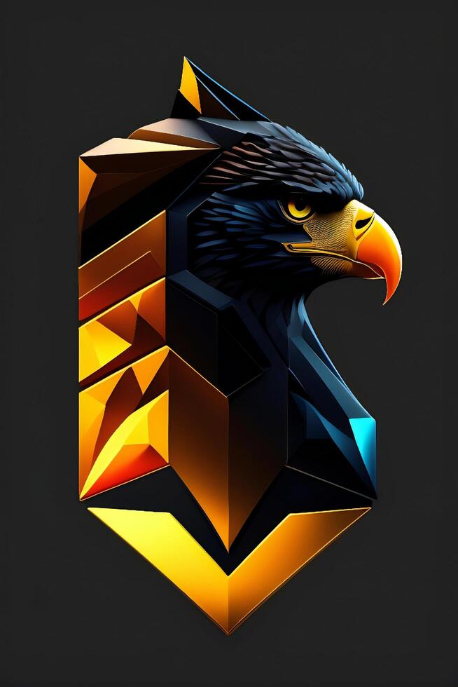 Eagle head low poly style. 3d illustration. Polygonal style. photo