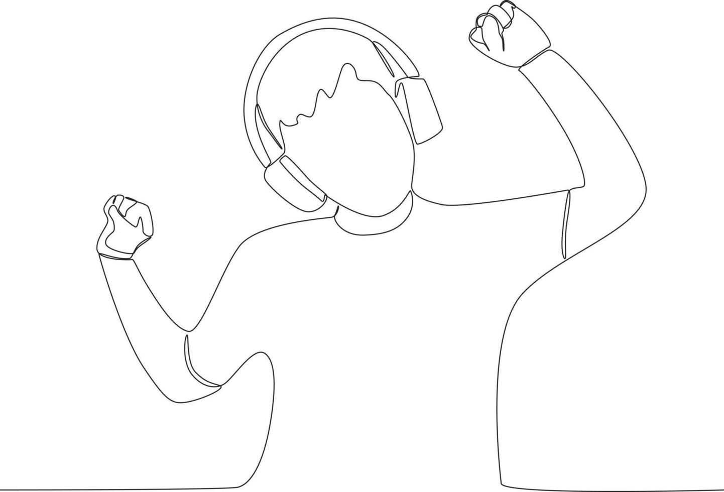 A man has fun listening to music with headphones vector