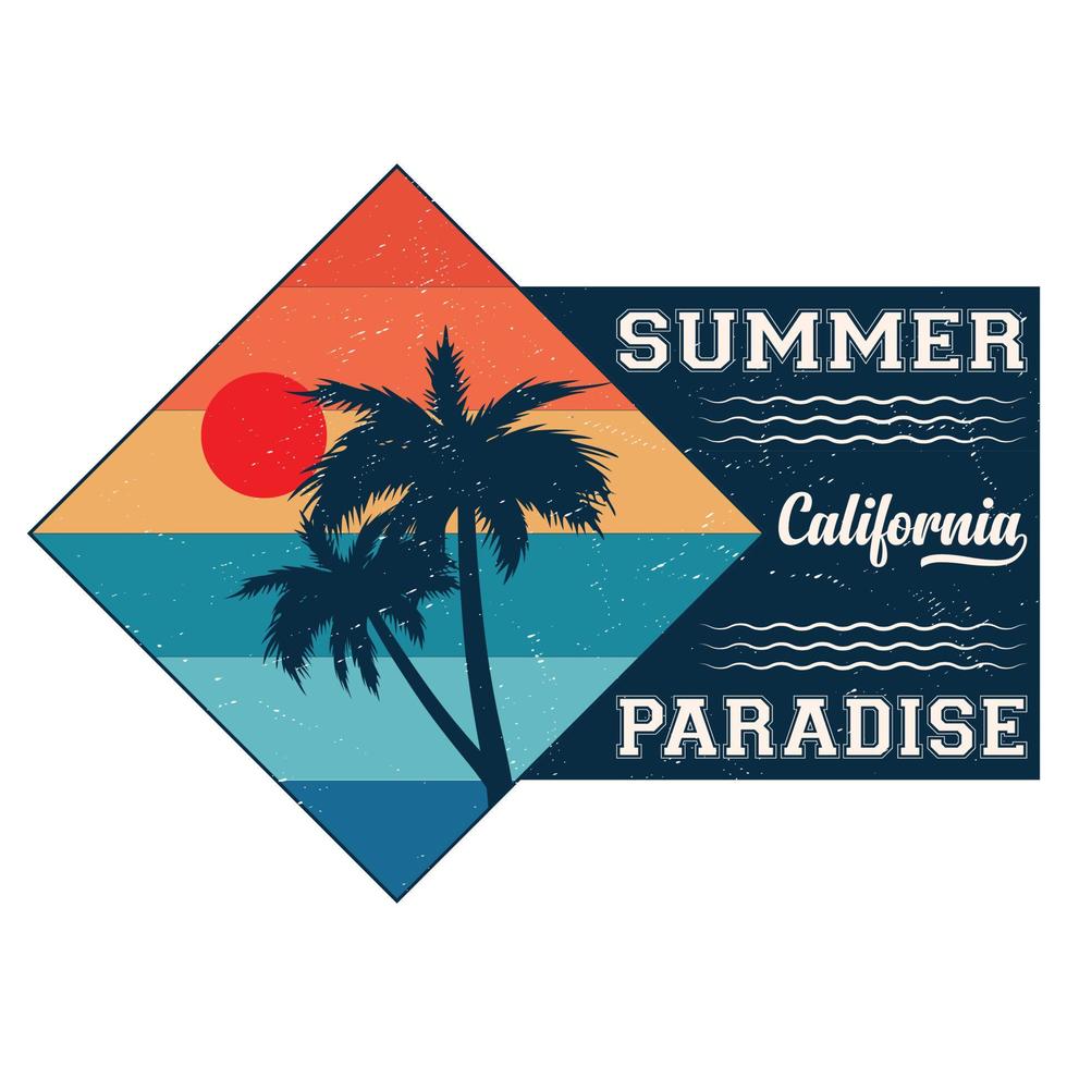 Summer California Paradise T-shirt Design vector