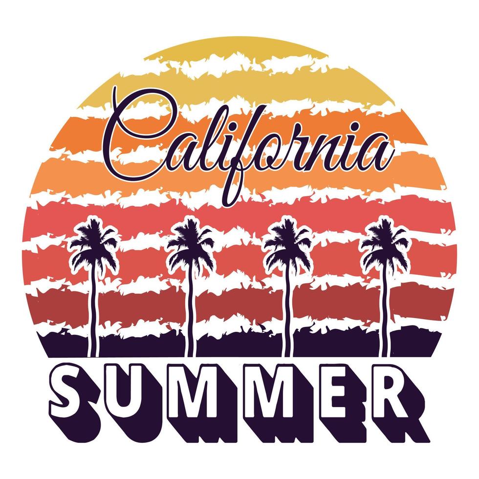 California Summer T-shirt Design vector