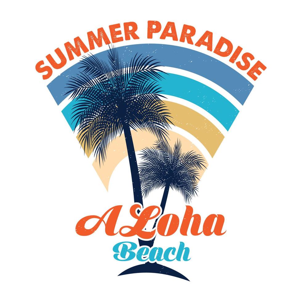 Summer Paradise Aloha Beach T-shirt Design vector