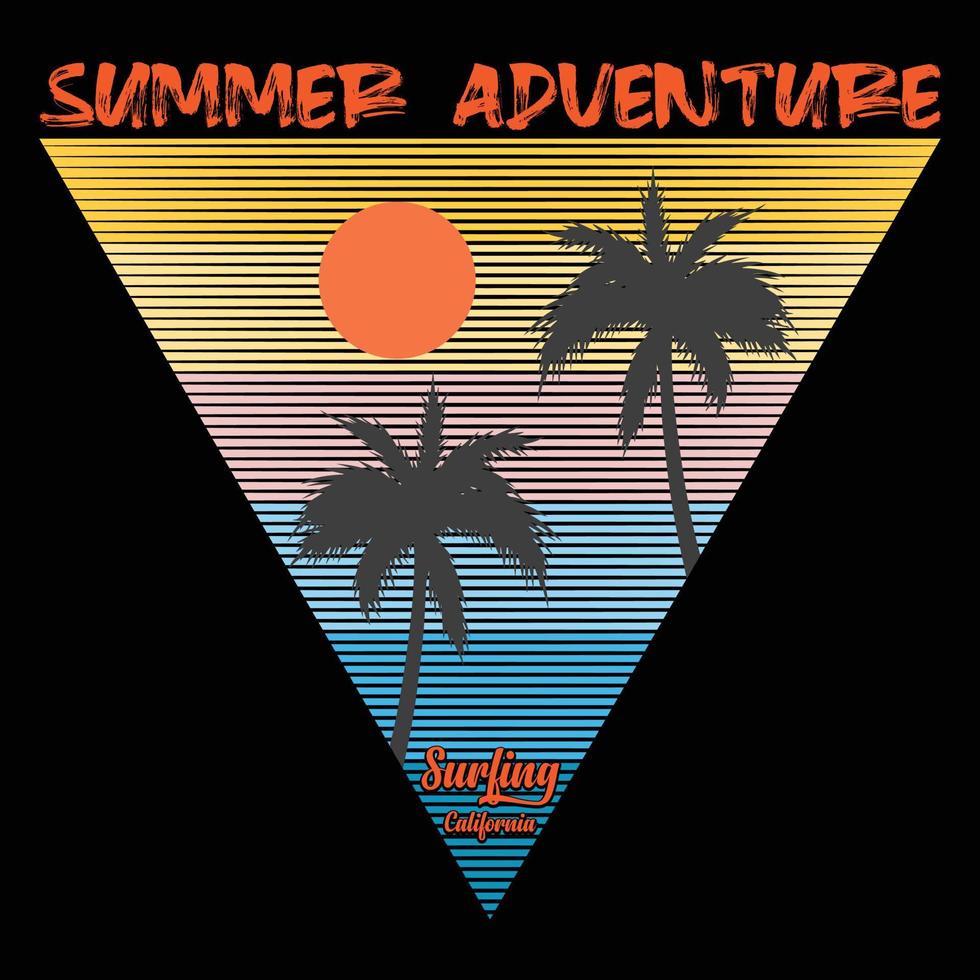 Summer Adventure Surfing California T-shirt Design vector