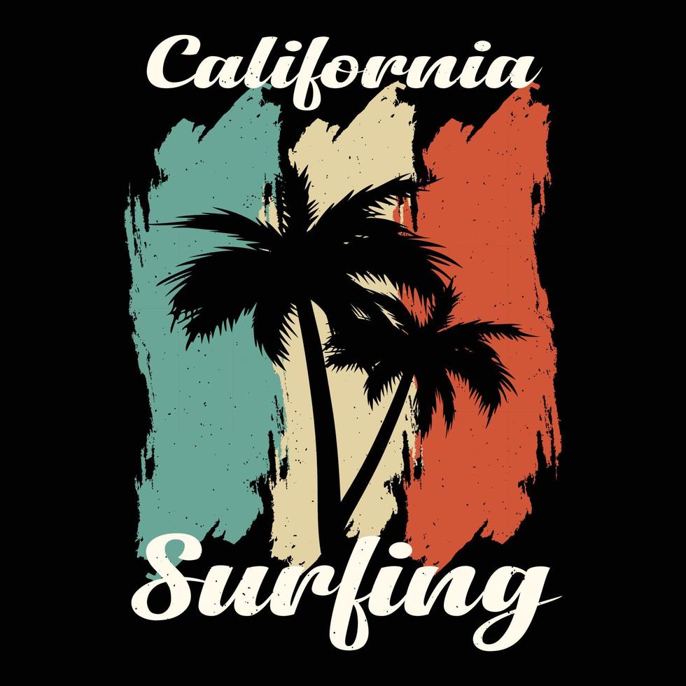 diseño de camiseta de surf california vector