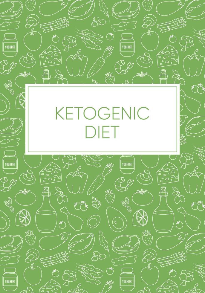 Ketogenic diet. Cover with Line icons on green background vector