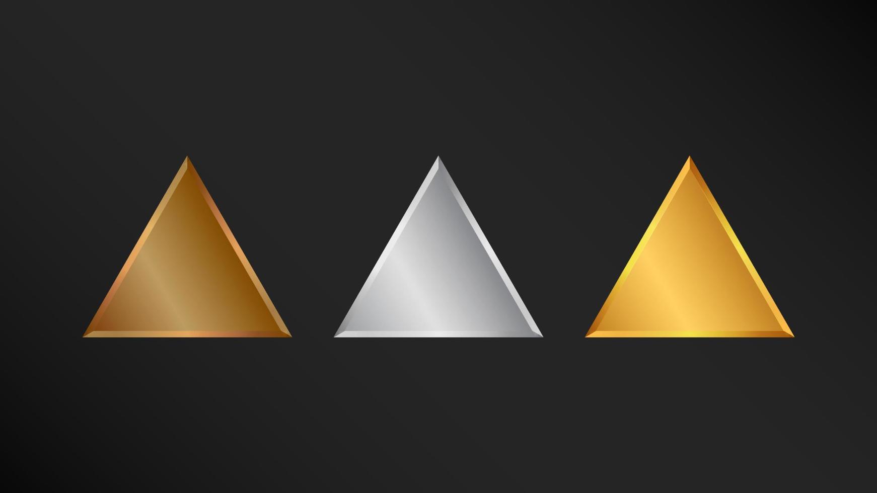 Shiny Metal Blank Triangle Shape Vector Set