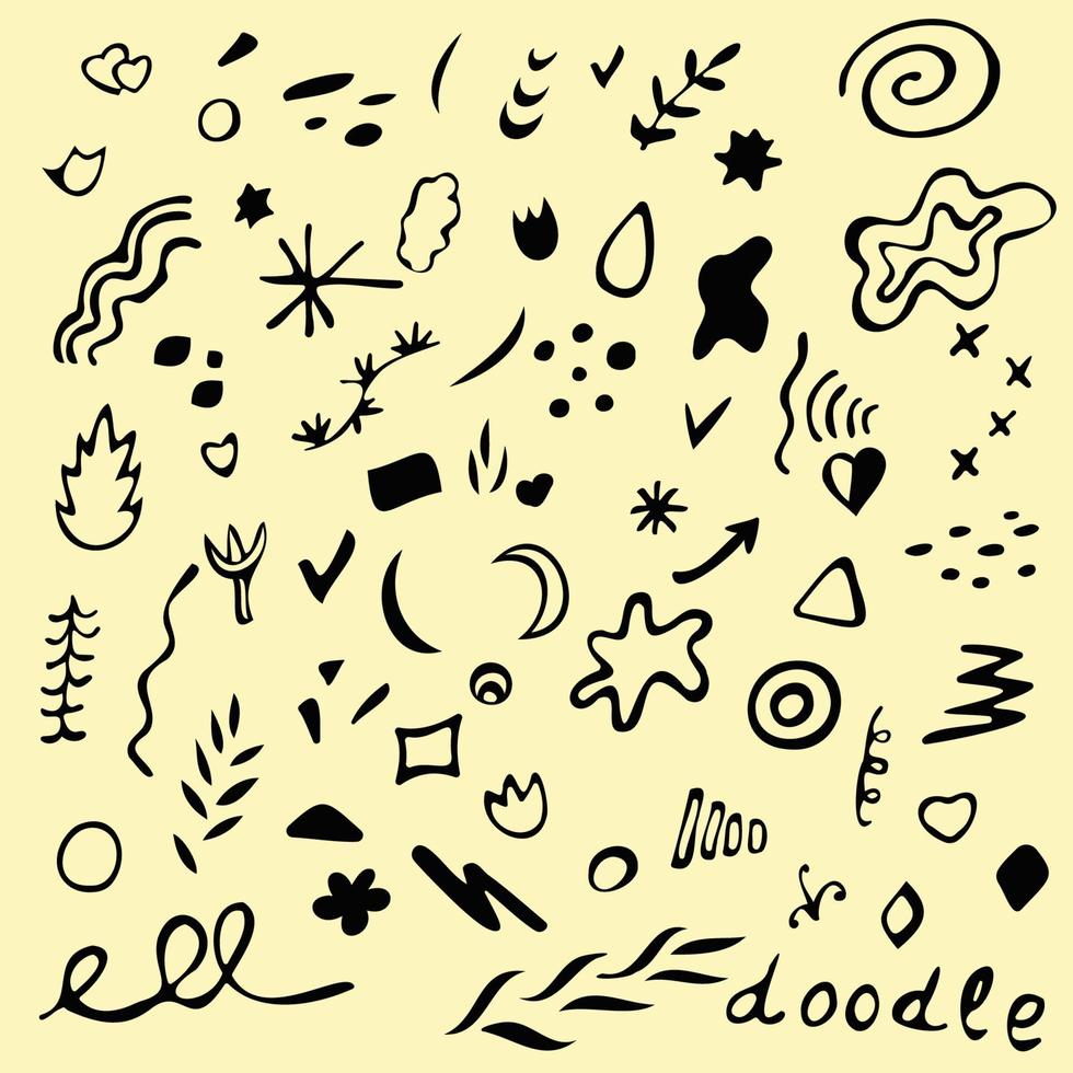 Vector doodle drawn patterns, abstraction, abstract pattern on yellow background