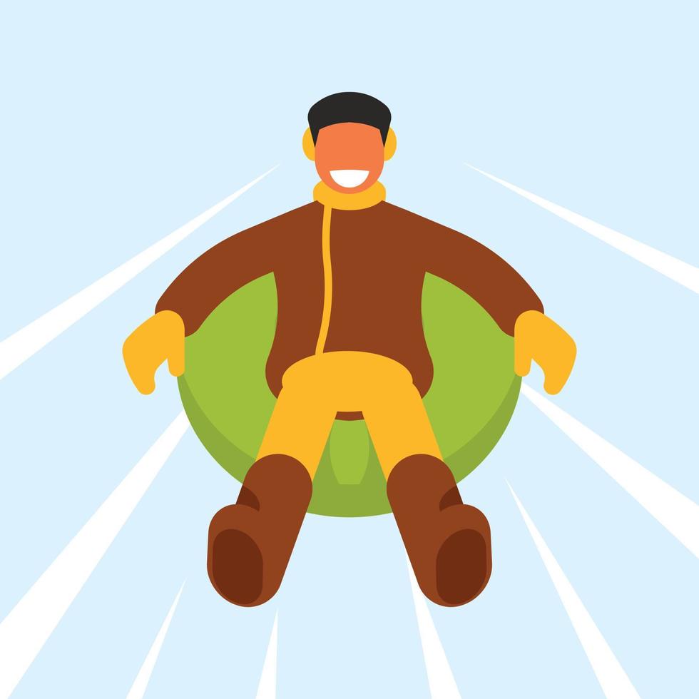 Image Of A Man Sledding In The Snow vector