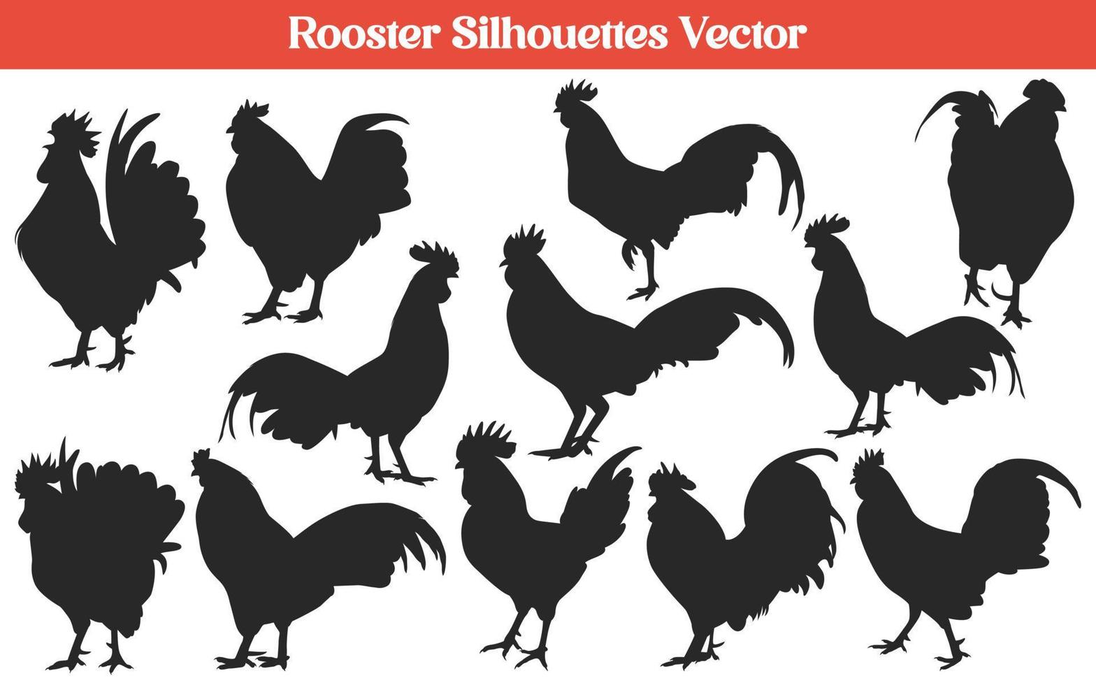 Rooster Silhouettes vector collection