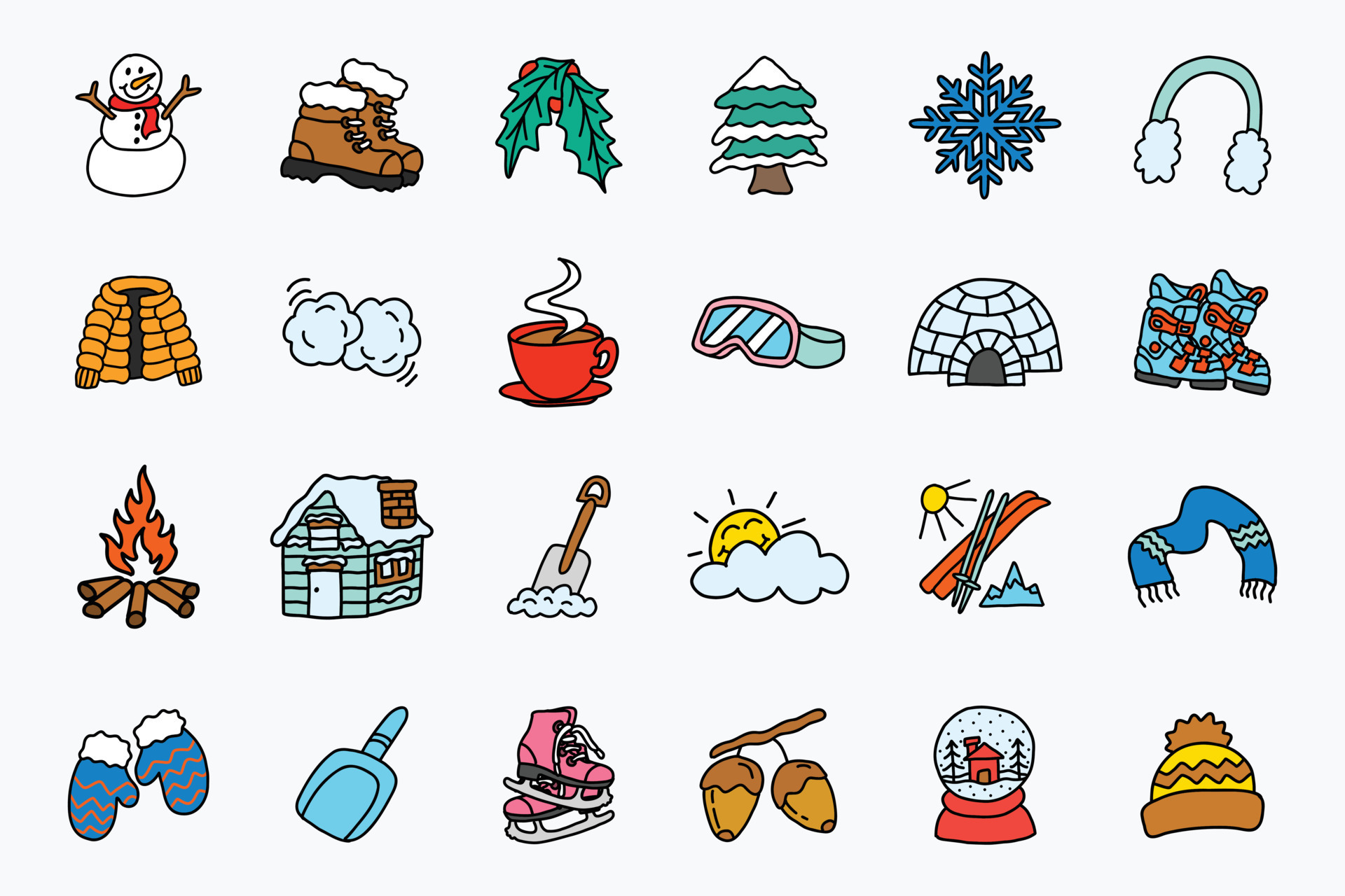 Set of illustration Hand drawing Winter icons 23006310 Vector Art at
