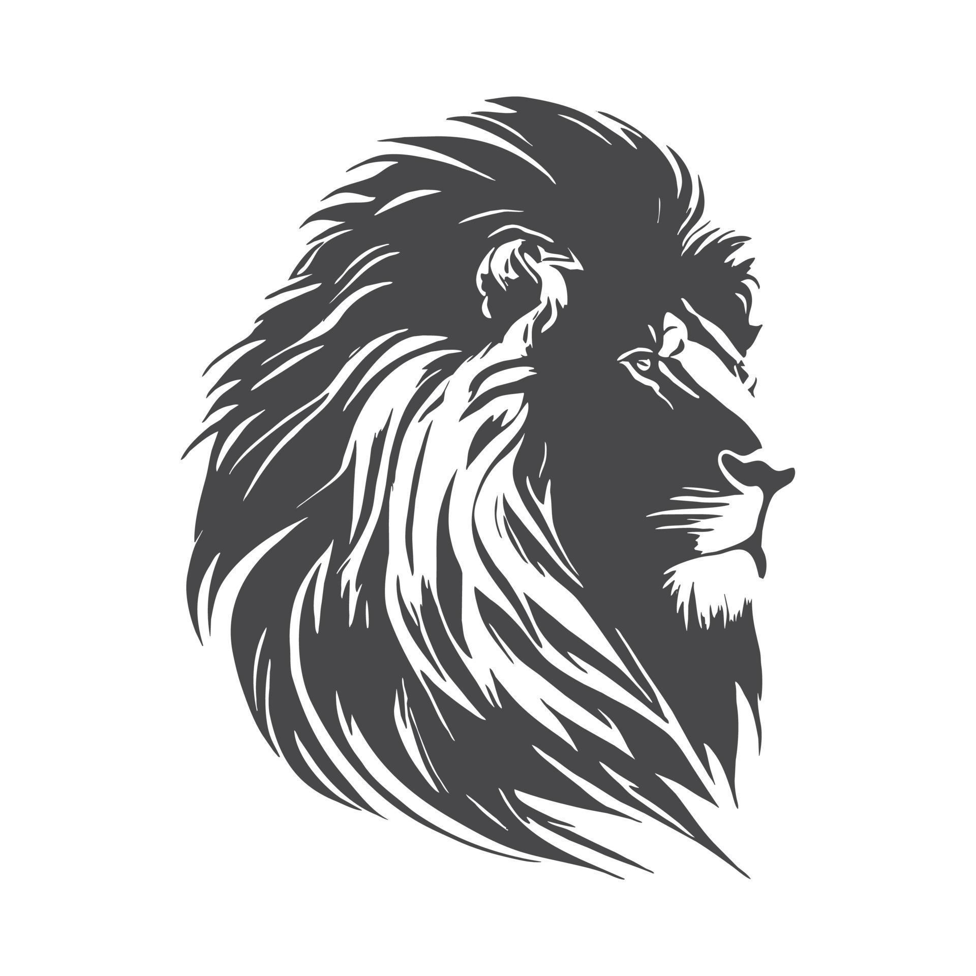 A lion head black and white sticker vector 23006348 Vector Art at Vecteezy