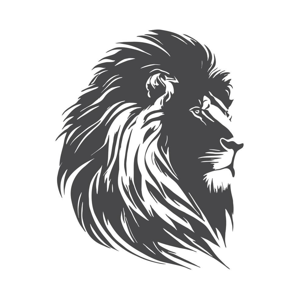 A lion head black and white sticker vector