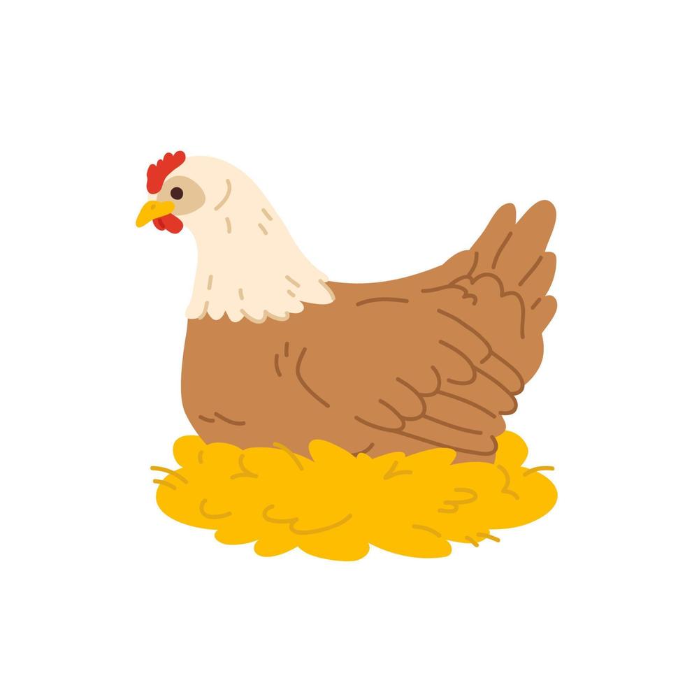 ilustración garabatear gallina sentado en nido vector